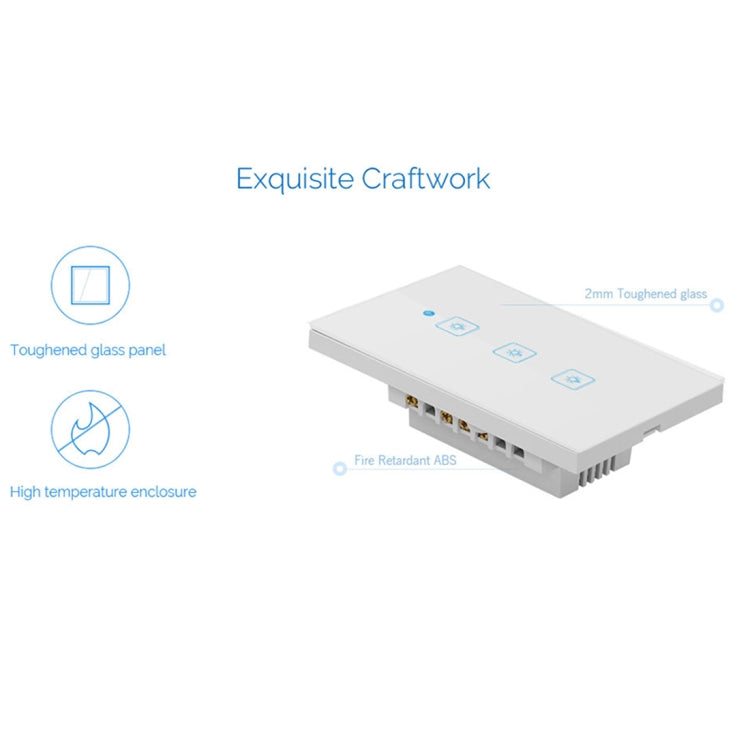 Công tắc tường thông minh WS-US-02 điều khiển qua APP EWeLink & cảm ứng, 2A 2 kênh kính cường lực, AC 90V-250V, phích cắm US, 2 kênh