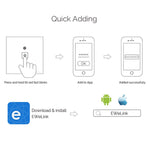 Công tắc tường thông minh WS-US-02 điều khiển qua APP EWeLink & cảm ứng, 2A 2 kênh kính cường lực, AC 90V-250V, phích cắm US, 2 kênh