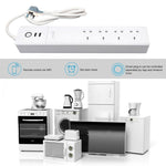 Ổ cắm điện thông minh điều khiển từ xa WiFi 2 cổng USB + 4 phích cắm UK, hoạt động với Alexa & Google Home, chiều dài cáp: 1.8m, AC 90-265V, phích cắm UK, 4xUSB + 3x phích cắm UK (phích cắm UK)