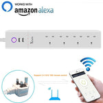 Ổ cắm điện thông minh điều khiển từ xa WiFi 2 cổng USB + 4 phích cắm UK, hoạt động với Alexa & Google Home, chiều dài cáp: 1.8m, AC 90-265V, phích cắm UK, 4xUSB + 3x phích cắm UK (phích cắm UK)