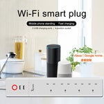 Ổ cắm điện thông minh điều khiển từ xa WiFi 2 cổng USB + 4 phích cắm UK, hoạt động với Alexa & Google Home, chiều dài cáp: 1.8m, AC 90-265V, phích cắm UK, 4xUSB + 3x phích cắm UK (phích cắm UK)