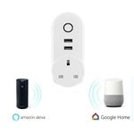 Ổ cắm điện thông minh WiFi SA-002 2 cổng USB + 1 ổ cắm EU, tương thích với Alexa và Google Home, AC 110V-230V, phích cắm EU, phích cắm UK, phích cắm US