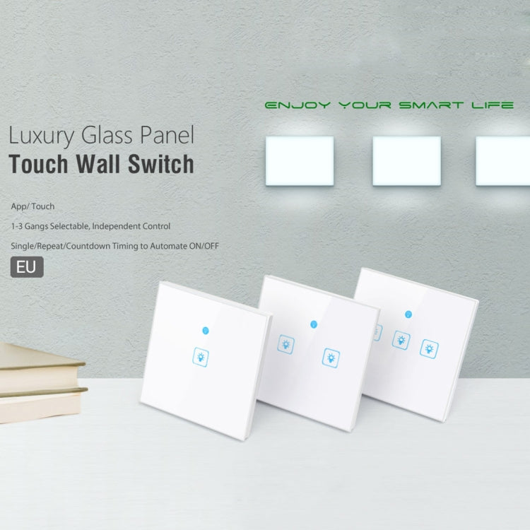 Công tắc tường thông minh bảng kính cường lực 1 gang WS-EU-01 điều khiển qua ứng dụng EWeLink & cảm ứng, AC 90V-250V, phích cắm EU, 1 gang