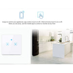 Công tắc tường thông minh bảng kính cường lực 1 gang WS-EU-01 điều khiển qua ứng dụng EWeLink & cảm ứng, AC 90V-250V, phích cắm EU, 1 gang