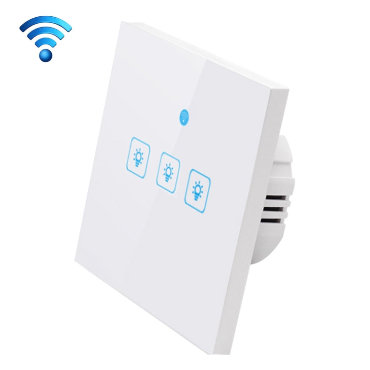 Công tắc tường thông minh bảng kính cường lực 3 gang WS-EU-03 điều khiển qua ứng dụng EWeLink & cảm ứng 2A, AC 90V-250V, phích cắm EU, 3 gang