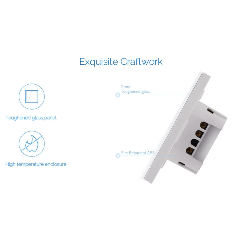 Công tắc tường thông minh bảng kính cường lực 3 gang WS-EU-03 điều khiển qua ứng dụng EWeLink & cảm ứng 2A, AC 90V-250V, phích cắm EU, 3 gang