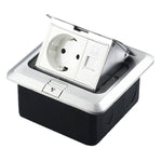 Hidden Pop-up Aluminum Alloy Computer Floor Socket with Cover Bottom Box, EU Plug