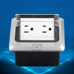 Hidden Pop-up Aluminum Alloy Computer Floor Socket with Cover Bottom Box, US Plug