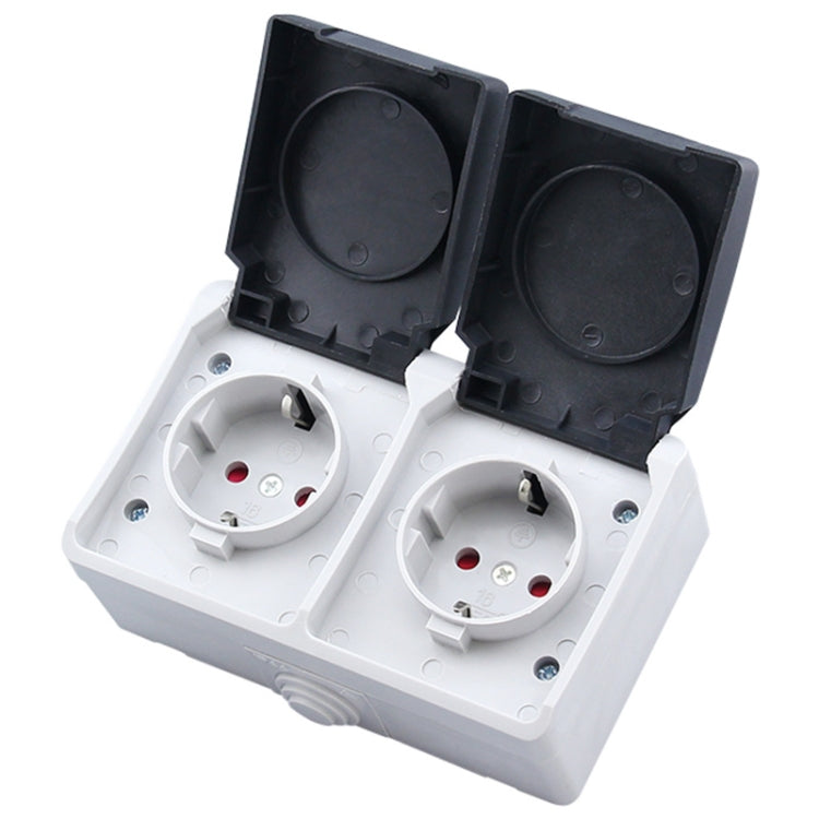 Ổ Cắm Kép Chống Nước IP44 Có Nắp Đậy, Phích Cắm EU