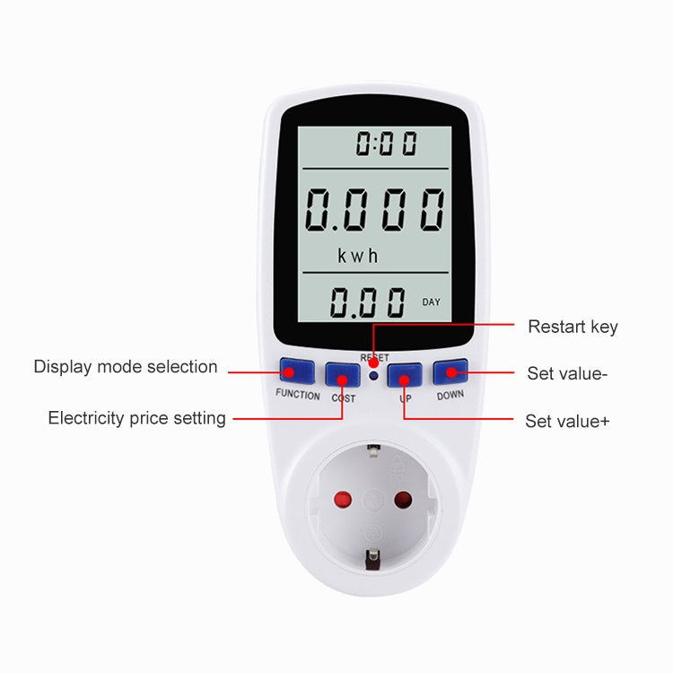Đồng Hồ Đo Năng Lượng LCD AC 230V 50Hz Tối Đa 16A, Phân Tích Công Suất Watt Volt Điện Áp, Giám Sát Điện Tự Động, Phích Cắm EU, AC 230V Phích Cắm EU