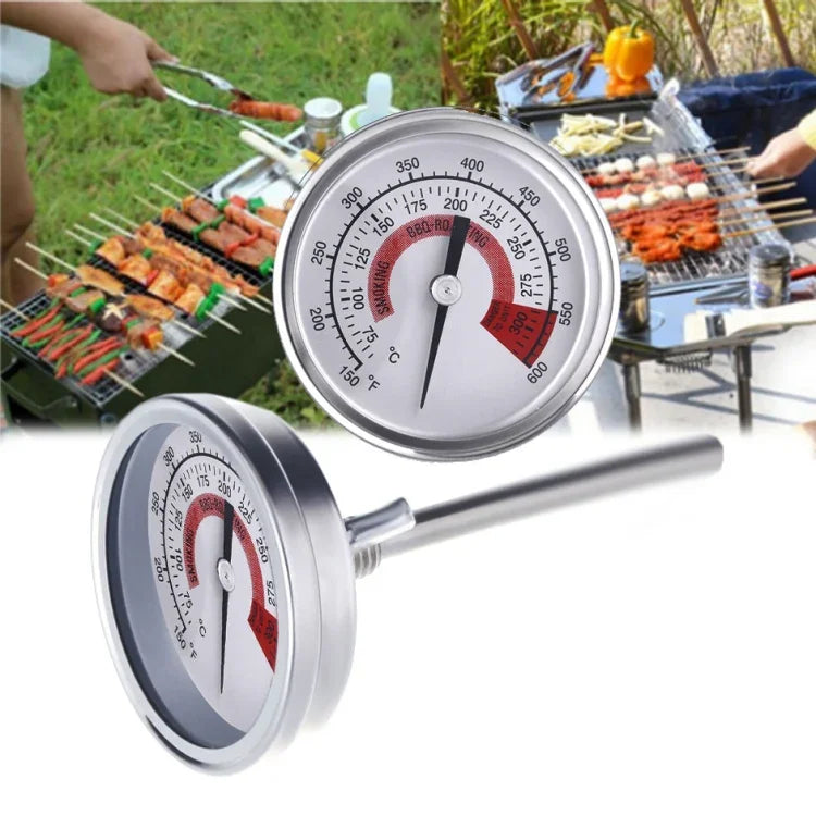 Nhiệt kế lò nướng bằng thép không gỉ cho BBQ, bếp hun khói, vỉ nướng, nhiệt kế bimetal, dụng cụ nấu ăn với màn hình kép và kính chống sương mù, WSS-411