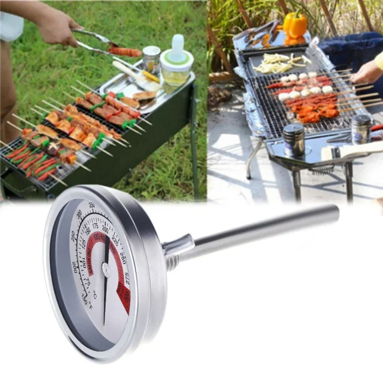 Nhiệt kế lò nướng bằng thép không gỉ cho BBQ, bếp hun khói, vỉ nướng, nhiệt kế bimetal, dụng cụ nấu ăn với màn hình kép và kính chống sương mù, WSS-411