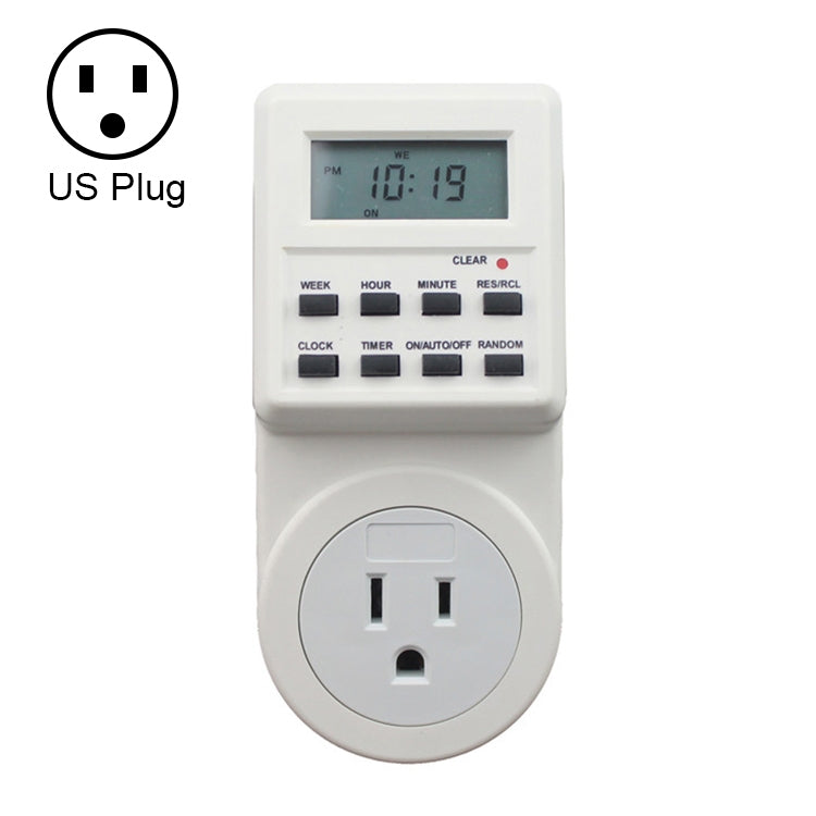 Ổ Cắm Nhà Thông Minh AC 120V Có Đồng Hồ LCD, Chức Năng Giờ Mùa Hè, Hẹn Giờ Thay Đổi 12/24 Giờ, Phích Cắm US, AC 120V Phích Cắm US