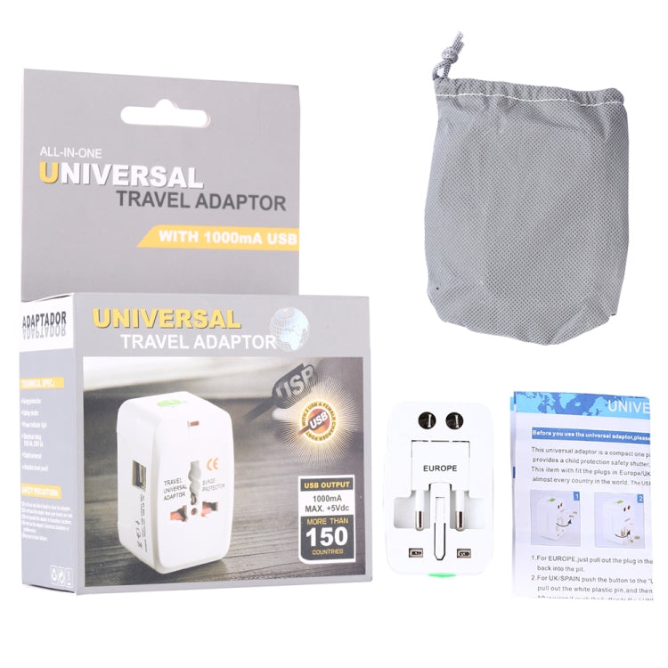 Bộ chuyển đổi du lịch đa năng 110-250V với 2 cổng USB, phích cắm EU / UK / US / AU