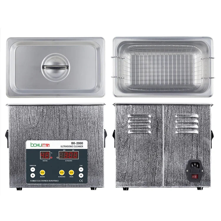 Máy làm sạch siêu âm BAKU BK-2000 120W 3.36L màn hình LCD có giỏ, AC 220V, phích cắm EU, BK-2000 120W 3.36L 220V