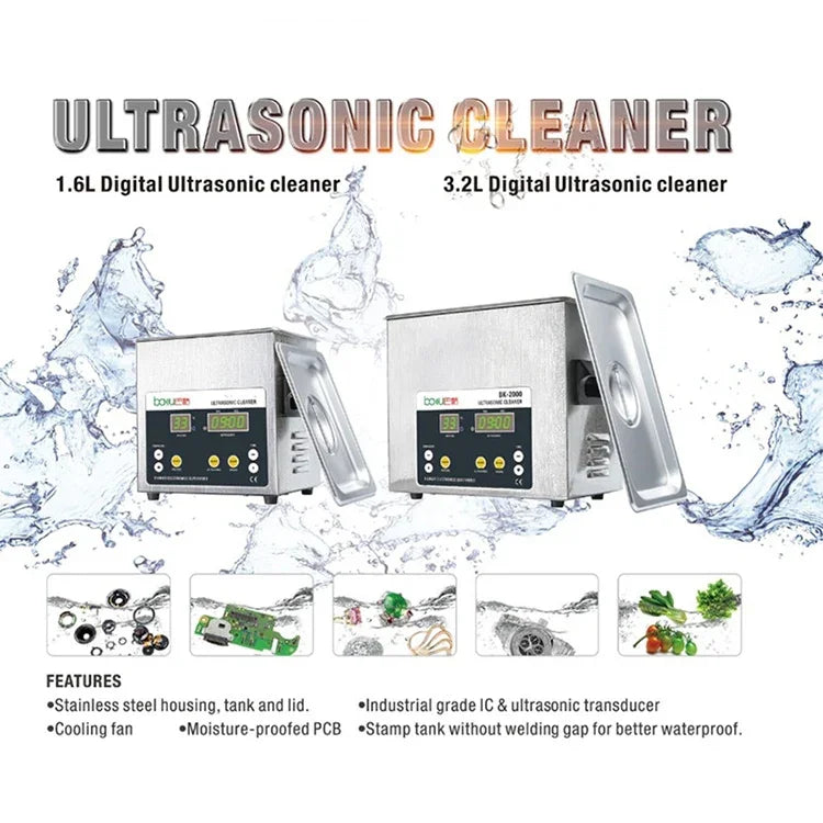 Máy làm sạch siêu âm BAKU BK-2000 120W 3.36L màn hình LCD có giỏ, AC 220V, phích cắm EU, BK-2000 120W 3.36L 220V