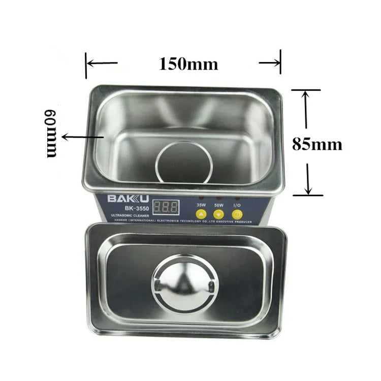 Máy làm sạch siêu âm BAKU BK-3550 35W / 50W điều chỉnh 0.8L màn hình LCD, AC 220V, phích cắm EU, BK-3550 35W / 50W 0.8L 220V