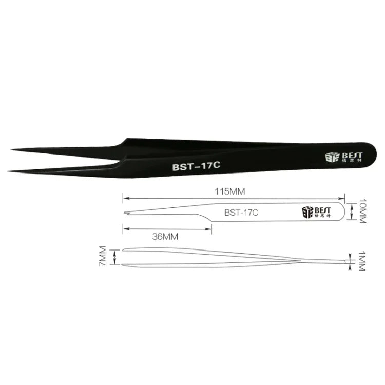 Nhíp nối mi thép không gỉ chính xác dài extra mới nhất BEST BST-17C, BST-17C