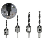 Bộ mũi khoan thép tốc độ cao 4 trong 1 cho mộc, khoét lỗ ba điểm, 3-6mm, 4 cái/bộ