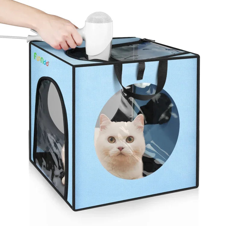 Hộp sấy tắm thú cưng FUNADD, Lồng sấy gấp di động, Phù hợp cho thú cưng đến 5kg, Lồng sấy gấp