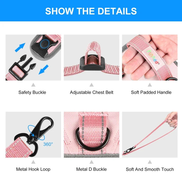 Dây Dắt FunAdd Phản Quang Thoáng Khí Nylon Áo Vest Thú Cưng Dây Đeo Chó, Kích Thước: M, Kích Thước: M