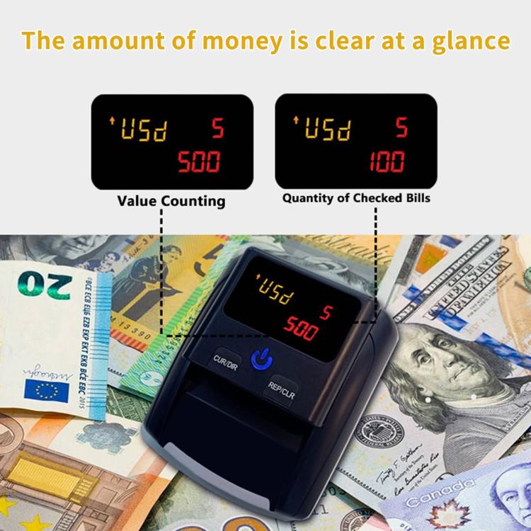Máy phát hiện tiền nhỏ di động AL-130 cho USD Euro, Thông số kỹ thuật: Phích cắm EU, Phích cắm EU