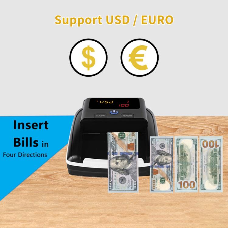 Máy phát hiện tiền nhỏ di động AL-130 cho USD Euro, Thông số kỹ thuật: Phích cắm EU, Phích cắm EU