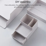 Hộp đựng bút để bàn có thể tháo rời, hộp đựng văn phòng phẩm, hộp lưu trữ tài liệu lắp ráp, 0115-2 (Xanh lam xanh lá), 0115-2 (Xám trắng)