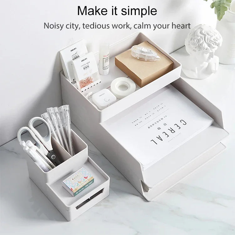 Hộp lưu trữ tài liệu nhỏ để bàn có thể tháo rời và lắp ráp, 0115-3 (Xanh lam xanh lá), 0115-3 (Xám trắng)
