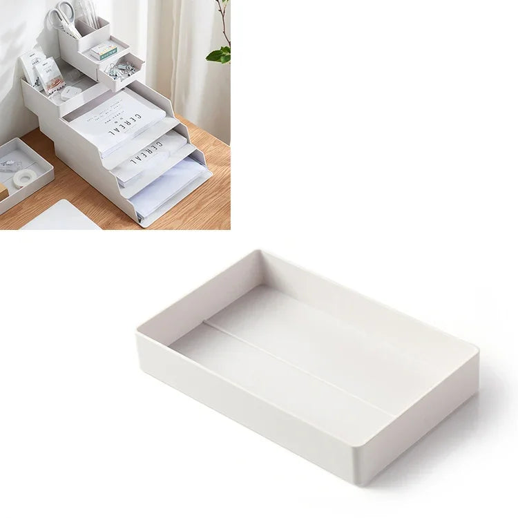 Hộp lưu trữ tài liệu nhỏ để bàn có thể tháo rời và lắp ráp, 0115-3 (Xanh lam xanh lá), 0115-3 (Xám trắng)