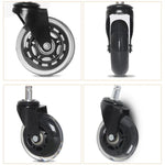 Bánh xe trong suốt PU đen 2,5 inch phù hợp cho ghế văn phòng, 11x22mm, bánh xe vặn êm, bánh xe đa năng 2,5 inch
