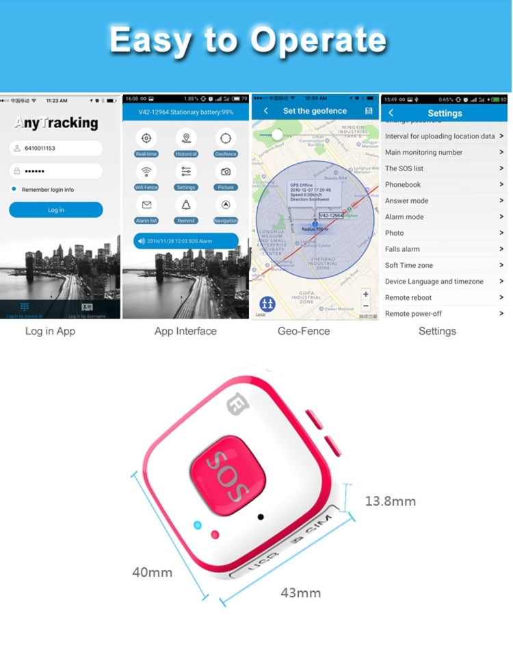 REACHFAR V28 Thiết bị định vị mini GSM kiểu vòng cổ LBS WiFi AGPS có chức năng SOS, RF-V28