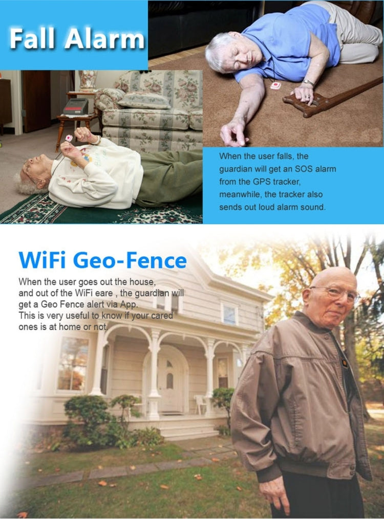 V28 Thiết bị định vị mini GSM kiểu vòng cổ LBS WiFi AGPS có chức năng SOS, V28