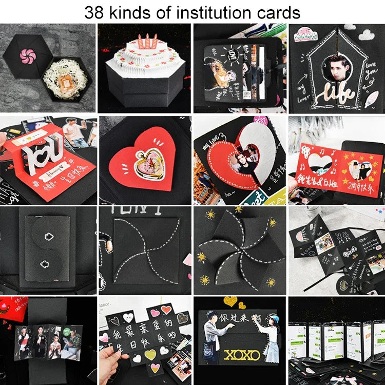 Hộp quà nổ bất ngờ album ảnh tự làm hình trái tim, album DIY