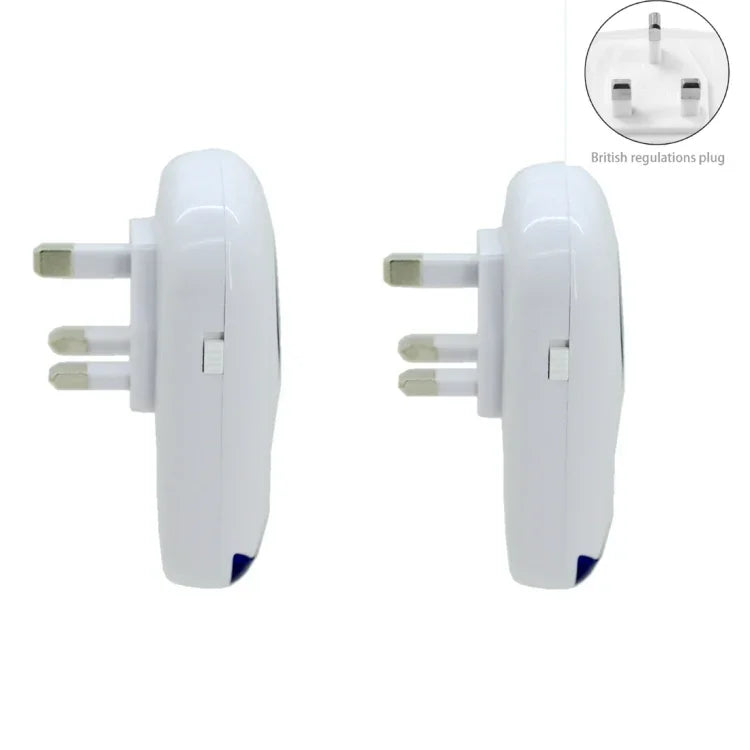 Máy đuổi muỗi, chuột, côn trùng siêu âm điện tử 3W có đèn, phích cắm Mỹ, AC 90-240V, phích cắm Anh, phích cắm Mỹ