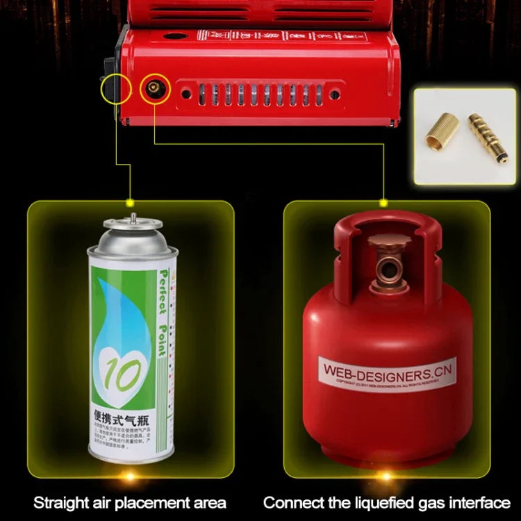 Bếp gas sưởi ấm đa năng di động cho chuyến cắm trại ngoài trời, dùng bình gas đôi (không bao gồm), bình gas đôi