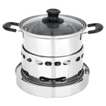 Bộ bếp cồn inox ngoài trời di động, bộ nồi nhỏ đơn, Kích thước: 14cm, Kích thước: 14cm