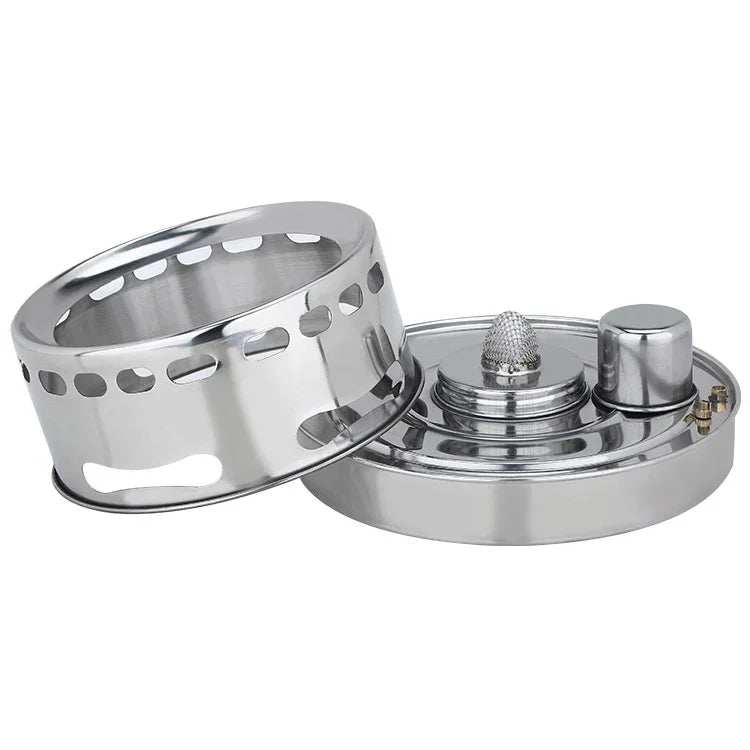 Bộ bếp cồn inox ngoài trời di động, bộ nồi nhỏ đơn, Kích thước: 14cm, Kích thước: 14cm
