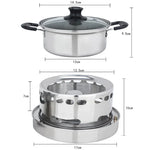 Bộ bếp cồn inox ngoài trời di động, bộ nồi nhỏ đơn, Kích thước: 14cm, Kích thước: 14cm