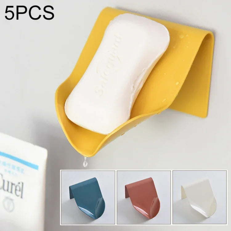 Bộ 5 hộp đựng xà phòng thoát nước đa chức năng gắn tường không để lại dấu vết, giao màu ngẫu nhiên