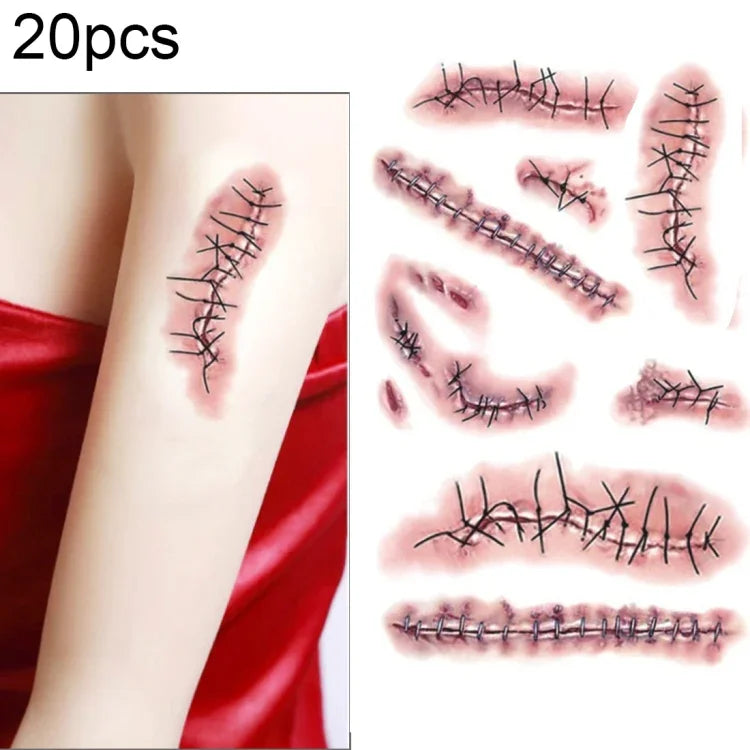 20 chiếc S-263 hình xăm tạm thời vết thương thực tế kinh dị Halloween, S-263/20 chiếc