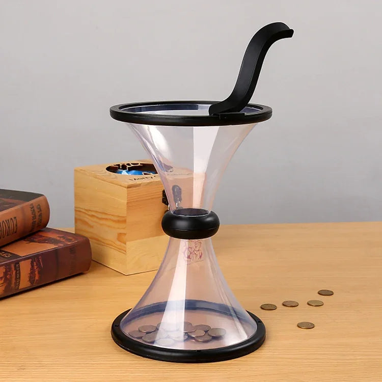 Hộp đựng tiền quay trọng lực trong suốt giảm áp lực Vortex Bank, phễu