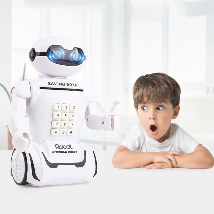 Đèn bàn heo robot đa chức năng kiêm hộp tiết kiệm tiền mã khóa cho trẻ em, heo tiết kiệm robot