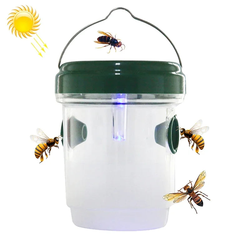 Bẫy ruồi ong LED năng lượng mặt trời, dụng cụ kiểm soát côn trùng màu đen