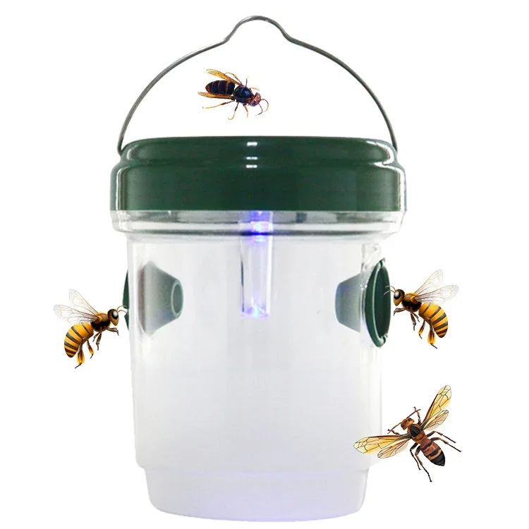 Bẫy ruồi ong LED năng lượng mặt trời, dụng cụ kiểm soát côn trùng màu đen