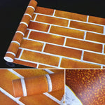 Giấy dán tường trang trí gạch lớn ngang sáng tạo 3D, giấy dán tường chống thấm cho phòng ngủ và phòng khách, kích thước: 45 x 1000cm, gạch lớn ngang