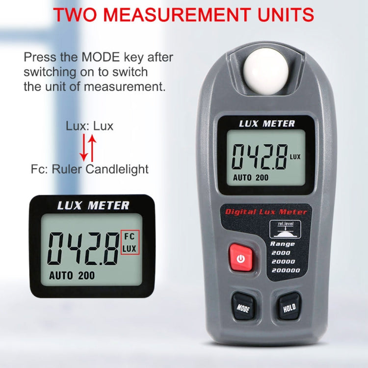 Máy đo ánh sáng kỹ thuật số LCD MT-30 cầm tay cho nhà máy / trường học / nhà ở nhiều dịp, phạm vi: 0.1-200,000 Lux, MT-30