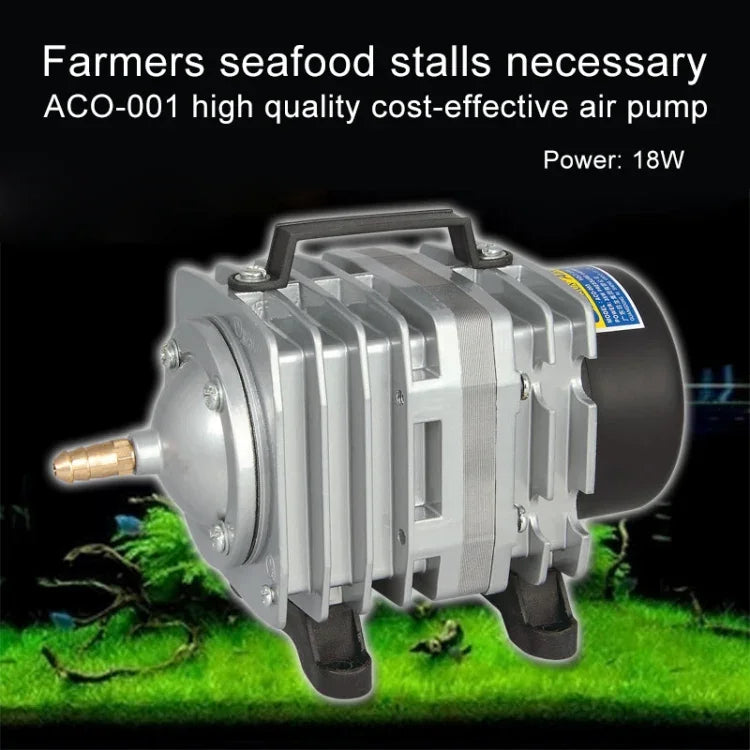 ACO-001 Máy bơm khí điện từ 18W 38L/phút, máy nén khí bể cá hải sản tăng oxy, bộ chia luồng khí, phích cắm Mỹ, ACO-001
