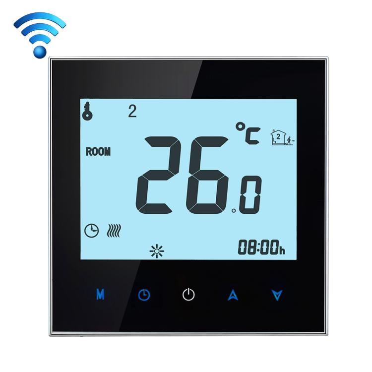 Bộ điều nhiệt phòng loại sưởi nước tải 3A BHT-1000-GA-WIFI màn hình cảm ứng LCD kỹ thuật số WiFi, hiển thị đồng hồ / nhiệt độ / chu kỳ / thời gian / tuần / nhiệt v.v., BHT-1000 3A (Đen), BHT-1000 3A (Trắng)