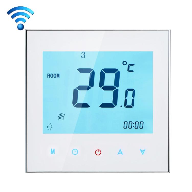 Bộ điều nhiệt phòng loại sưởi nước tải 3A BHT-1000-GA-WIFI màn hình cảm ứng LCD kỹ thuật số WiFi, hiển thị đồng hồ / nhiệt độ / chu kỳ / thời gian / tuần / nhiệt v.v., BHT-1000 3A (Đen), BHT-1000 3A (Trắng)